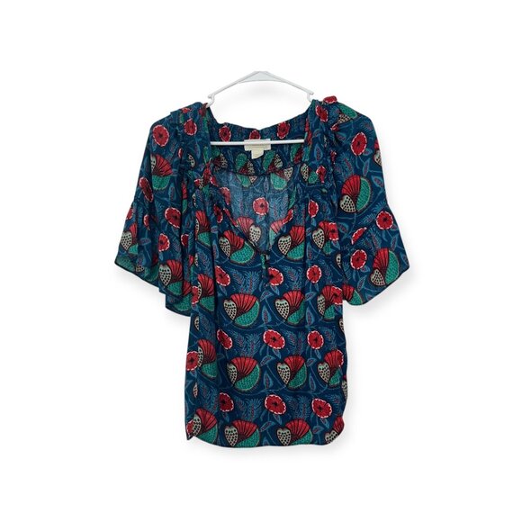 Maeve By Anthropologie Letitia Smocked Blouse Women SZ X-Small Floral Multicolor - Picture 12 of 13